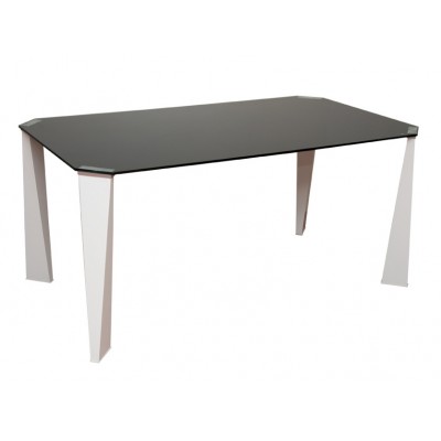 Τραπέζι μεταλλικό με κρύσταλλο160x90x75cm Μαύρo 2057