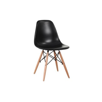 ART Wood Καρέκλα Τραπεζαρίας - Κουζίνας, Πόδια Οξιά, Κάθισμα PP Μαύρο - 1 Step K/D