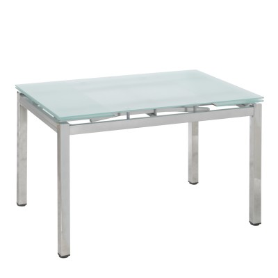 Τραπέζι Επεκτεινόμενο BOTEV Αμμοβολή/Χρώμιο Γυαλί/Μέταλλο 120+60x80x75cm