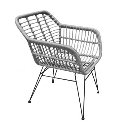 Καρέκλα Κήπου TERESINA Γκρι/Μαύρο Μέταλλο/Rattan 58x59x81cm