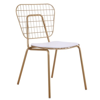 Καρέκλα Μεταλλική ALNUS Με Μαξιλάρι Χρυσό 53x55x79cm