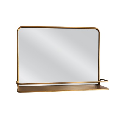 Καθρέπτης Τοίχου Με Ράφι EORL Χρυσό Μέταλλο/Γυαλί 60x13x40cm