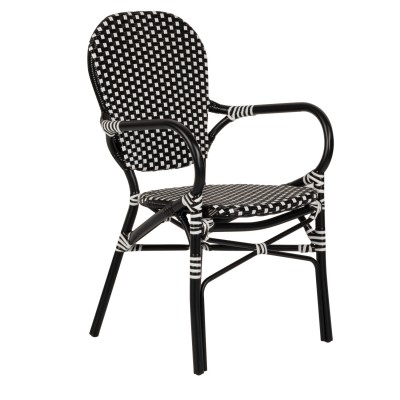 Καρέκλα Κήπου BOALI Μαύρο/Λευκό Αλουμίνιο/Rattan 41x45x92cm