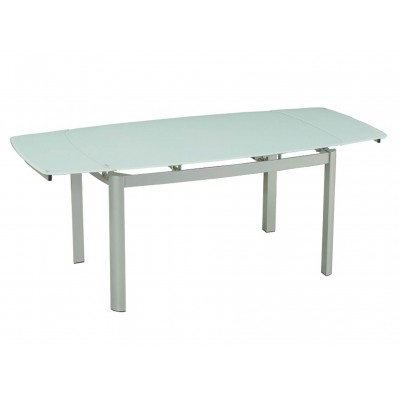Τραπέζι μεταλλικό No2066-Λ 90×140(+60)x80cm λευκό κρύσταλλο