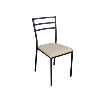 Καρέκλα μεταλλική No2130-M-M ΤΡΙΓΩΝΙΚΗ μαύρή ,δερματίνη εκρού