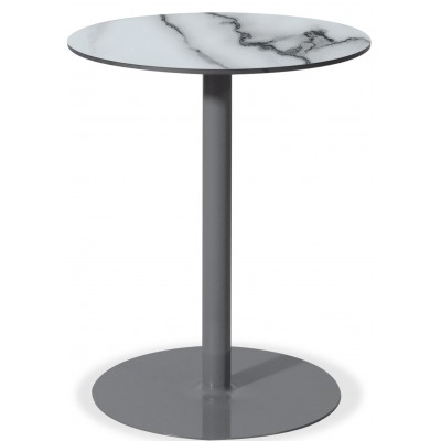 Στρογγυλό Μεταλλικό Τραπέζι Με Επιφάνεια Compact Hpl Λευκό 70 x 75cm