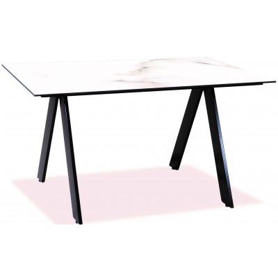 Παραλληλόγραμμο Μεταλλικό Τραπέζι Με Επιφάνεια Compact Hpl Λευκό Μαρμάρου 140 x 78 x 75(h)cm