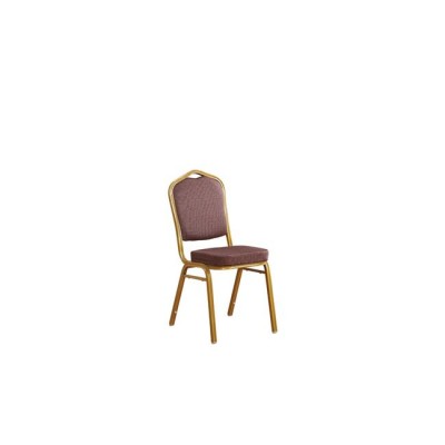HILTON Καρέκλα Μέταλλο Βαφή Gold, Ύφασμα Καφέ