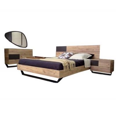 κρεβάτι διπλό ξύλινο μελαμίνη ρουστίκ γκρι ελληνικής κατασκευής 160*200 letto city
