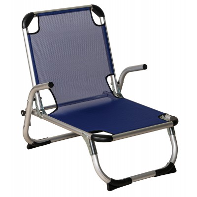 Μπλέ Πτυσσόμενη Καρέκλα Με Ψηλή Πλάτη Και Αλουμίνιο Σκελετό