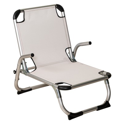 Λευκή Πτυσσόμενη Καρέκλα Με Ψηλή Πλάτη Και Αλουμίνιο Σκελετό