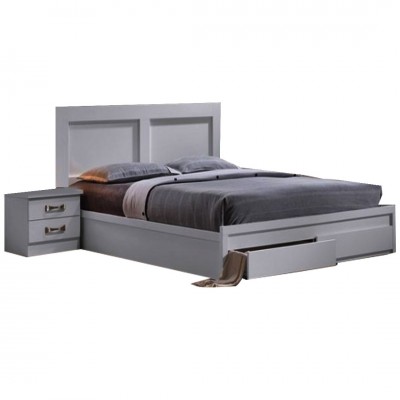 LIFE Κρεβάτι Διπλό, 2 Συρτάρια, για Στρώμα 140x190 cm, Απόχρωση Άσπρο
