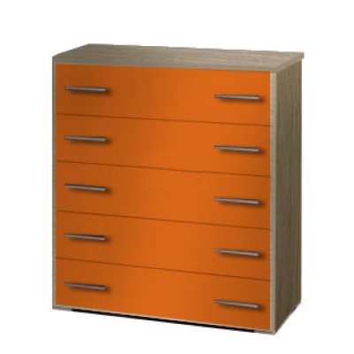 Συρταριέρα παιδική 5 συρτ. 80cm δρυς-πορτοκαλί