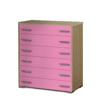 Συρταριέρα παιδική 6 συρτ. 90cm δρυς-ροζ