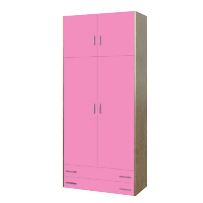 Παιδική ντουλάπα δίφυλλη με πατάρι ροζ