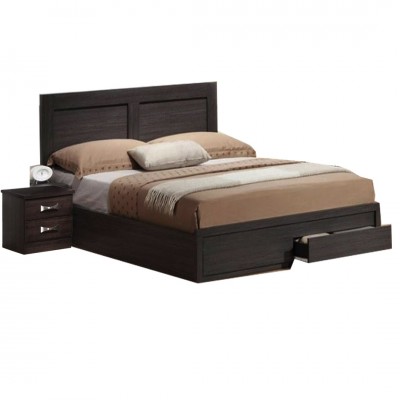 LIFE Κρεβάτι Διπλό, 2 Συρτάρια, για Στρώμα 160x200cm, Απόχρωση Zebrano