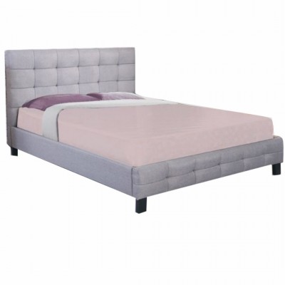FIDEL Κρεβάτι Διπλό για Στρώμα 160x200cm, Ύφασμα Γκρι