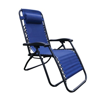 SUPER RELAX Πολυθρόνα με Υποπόδιο, Μέταλλο Βαφή Ανθρακί, Textilene Μπλε