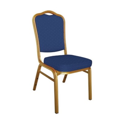 HILTON Καρέκλα Μέταλλο Gold Ύφασμα, Ύφασμα Μπλε