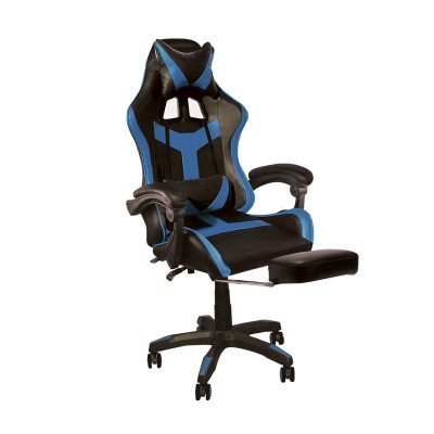 BF7860 Gaming Relax Πολυθρόνα Γραφείου με Υποπόδιο, Pu Μαύρο - Μπλε