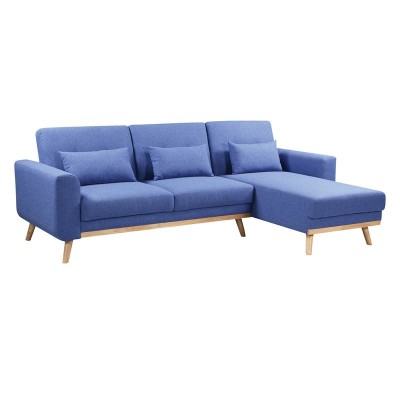 BACKER Καναπές - Κρεβάτι Σαλονιού - Καθιστικού Γωνία Αναστρέψιμη Ύφασμα Μπλε