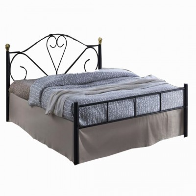 LAZAR Κρεβάτι Διπλό, για Στρώμα 150x200cm, Μέταλλο Βαφή Μαύρο