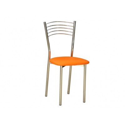 Καρέκλα χρώμιο Μάρα με ταπετσαρία Πορτοκαλί 718 40X41XH86