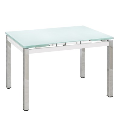 Τραπέζι Επεκτεινόμενο BOTEV Αμμοβολή/Χρώμιο Γυαλί/Μέταλλο 110+60x70x75cm