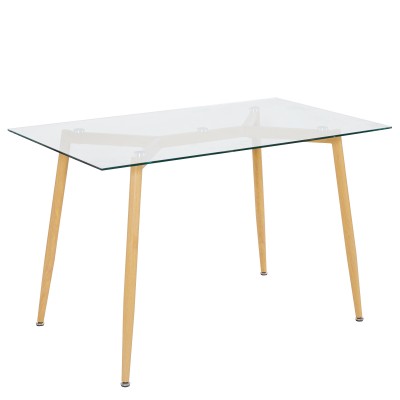 Τραπέζι LAKI Φυσικό Διάφανο/Φυσικό Γυαλί/Μέταλλο 120x90x75cm