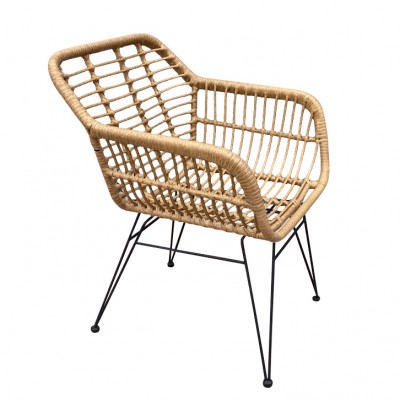 Καρέκλα Κήπου TERESINA Φυσικό/Μαύρο Μέταλλο/Rattan 58x59x81cm