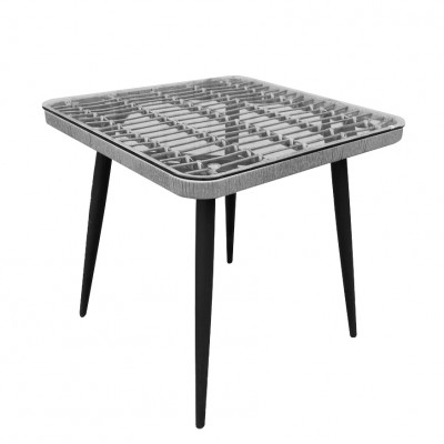 Τραπέζι Κήπου CALI Γκρι/Μαύρο Μέταλλο/Rattan/Γυαλί 80x80x78cm