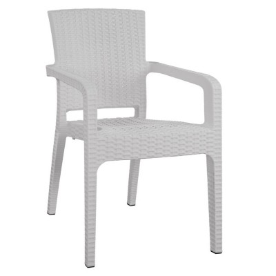 Καρέκλα Κήπου Λευκό Rattan 58x55x87cm