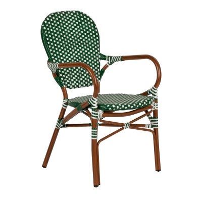Καρέκλα Κήπου BOALI Πράσινο/Λευκό/Μπαμπού Αλουμίνιο/Rattan 41x45x92cm