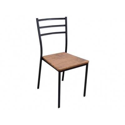 Καρέκλα μεταλλική No2130-Μ-Ξ μαύρη “ΤΡΙΓΩΝΙΚΗ” με ξύλο στο κάθισμα