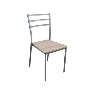 Καρέκλα μεταλλική No2130-Ξ ασημί “ΤΡΙΓΩΝΙΚΗ” με ξύλο στο κάθισμα