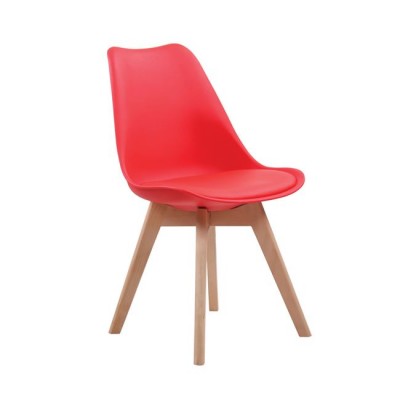 MARTIN Καρέκλα Ξύλο, PP Κόκκινο Μονταρισμένη Ταπετσαρία