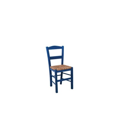 ΣΥΡΟΣ Καρέκλα Οξιά Βαφή Εμποτισμού Ανιλίνη Μπλε, Κάθισμα Ψάθα