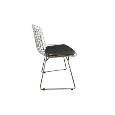 SAXON Καρέκλα Μέταλλο Χρώμιο, Μαξιλάρι Μαύρο Εσωτερικού Χώρου