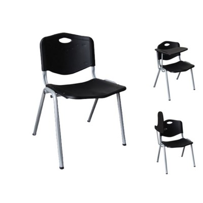 STUDY Καρέκλα Στοιβαζόμενη Μέταλλο Βαφή Silver, PP Μαύρο
