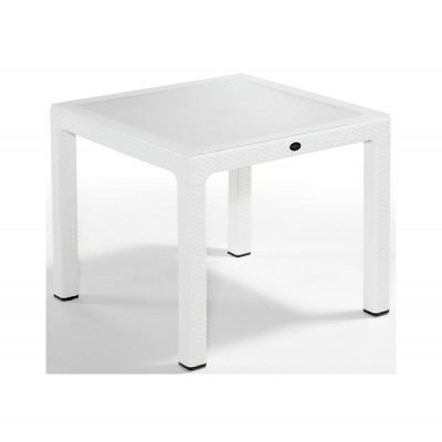 Defence 90 τραπέζι Λευκό με τζάμι 90x90x75cm