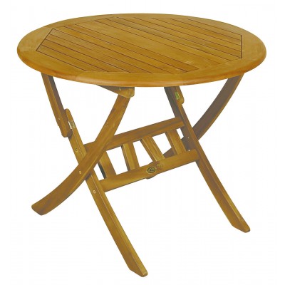 Ξύλινο ,Στρογγυλό Πτυσσόμενο Τραπέζι Acacia 90cm