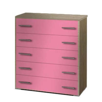 Συρταριέρα παιδική 5 συρτ. 80cm δρυς-ροζ