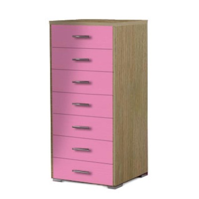 Συρταριέρα παιδική 7 συρτ.60cm δρυς-ροζ
