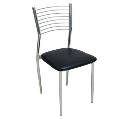 VIVIAN Καρέκλα Μέταλλο Χρώμιο, ΡVC Μαύρο