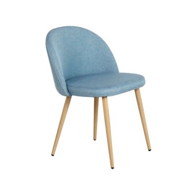 BELLA Καρέκλα Τραπεζαρίας, Μέταλλο Βαφή Φυσικό, Ύφασμα Απόχρωση Light Blue