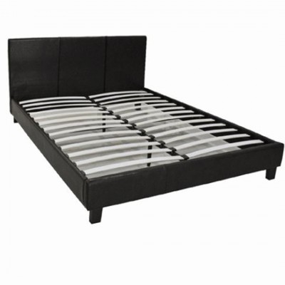WILTON Κρεβάτι Διπλό, για Στρώμα 150x200cm, PU Σκούρο Καφέ