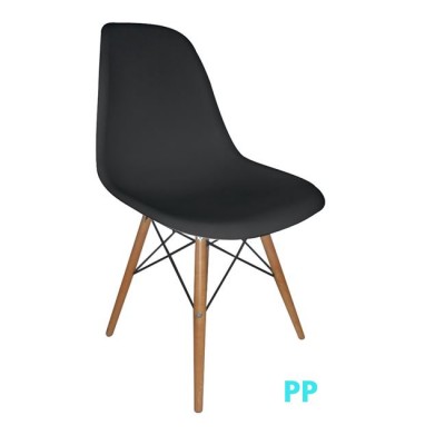 ART Wood Καρέκλα Τραπεζαρίας - Κουζίνας, Πόδια Οξιά, Κάθισμα PP Μαύρο - 1 Step K/D - Pro