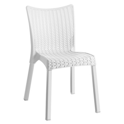 DORET Καρέκλα Στοιβαζόμενη PP Άσπρο, με πόδι αλουμινίου