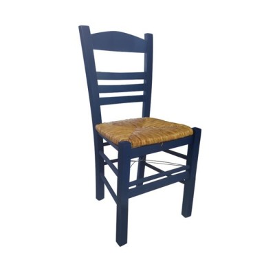 ΣΙΦΝΟΣ Καρέκλα Οξιά Βαφή Εμποτισμού Ανιλίνη Μπλε, Κάθισμα Ψάθα
