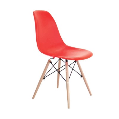 ART Wood Καρέκλα Τραπεζαρίας - Κουζίνας, Πόδια Οξιά, Κάθισμα PP Κόκκινο - 1 Step K/D